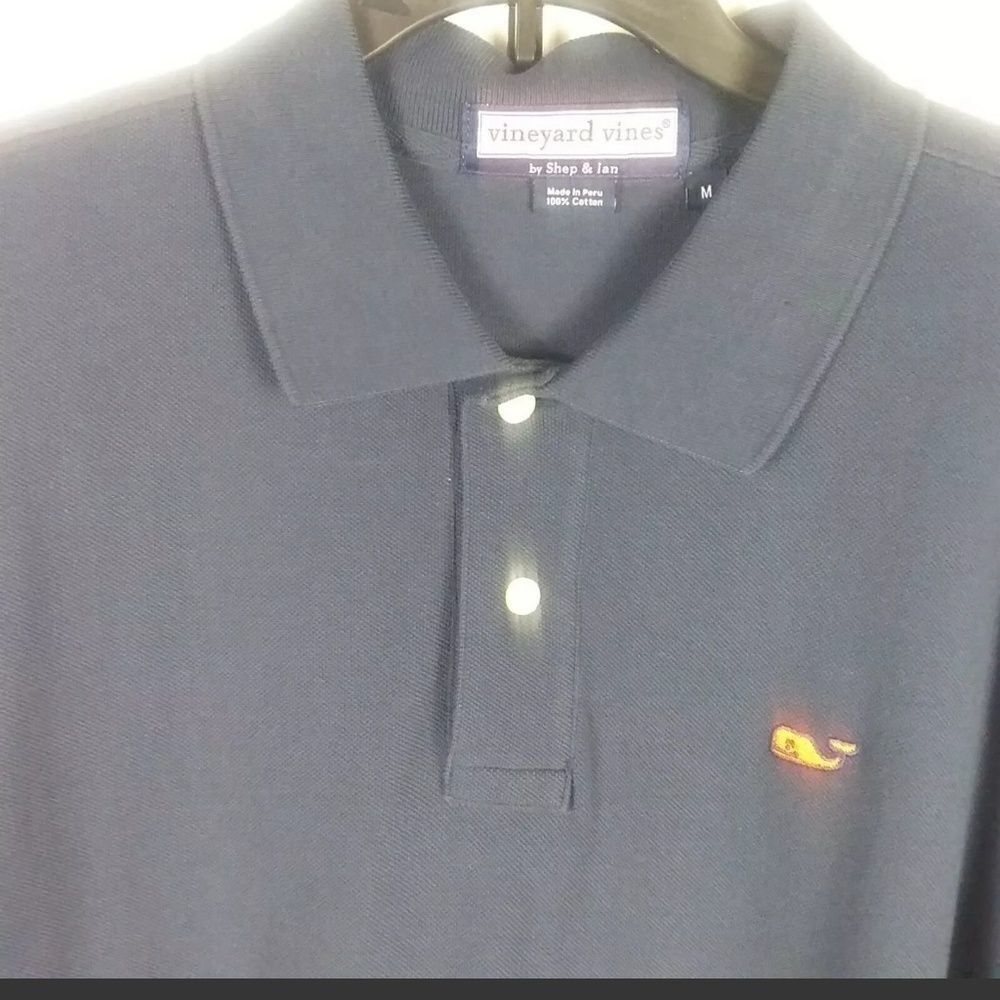 Vineyard Vines Polo Shirt Navy Blue, Orange Logo M - Picture 5 of 6